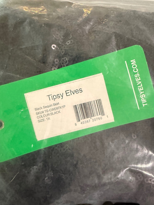 NWT Tipsy Elves Women's Black Sequin Skirt Size 1X
