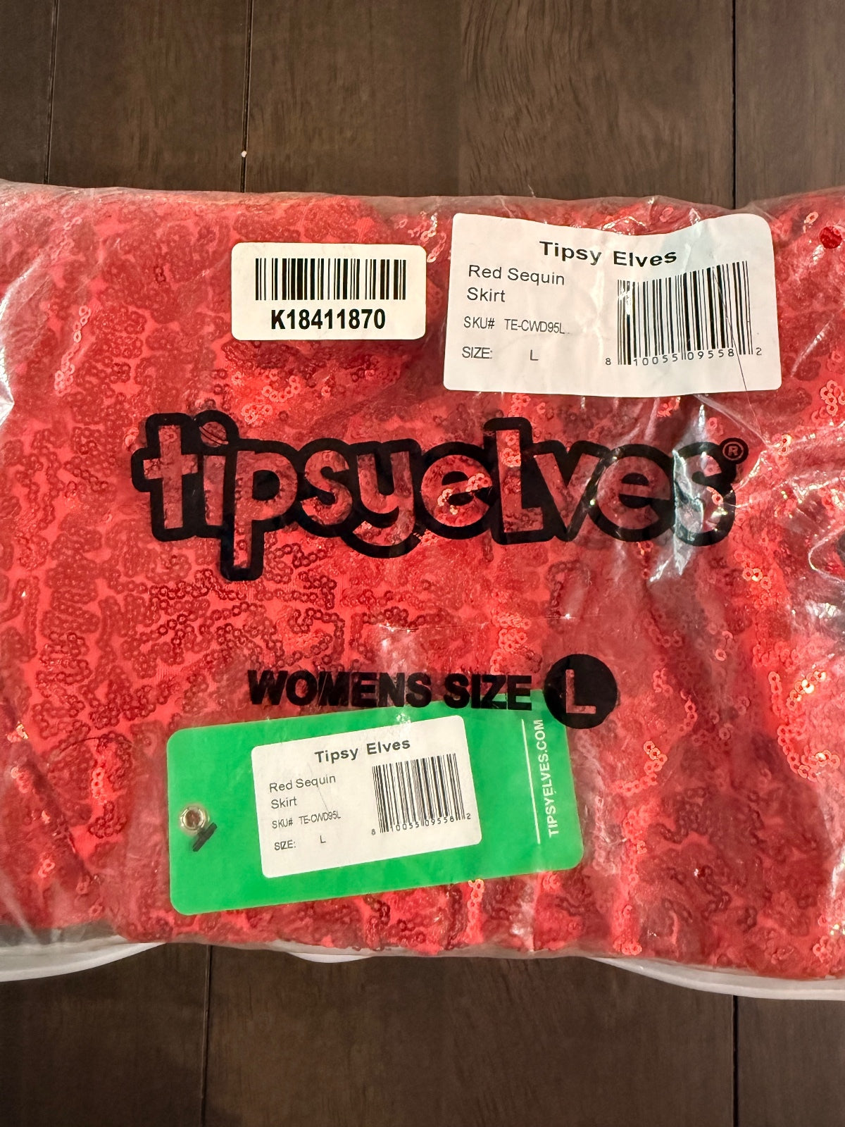 NWT Tipsy Elves Women's Red Sequin Skirt Size Large