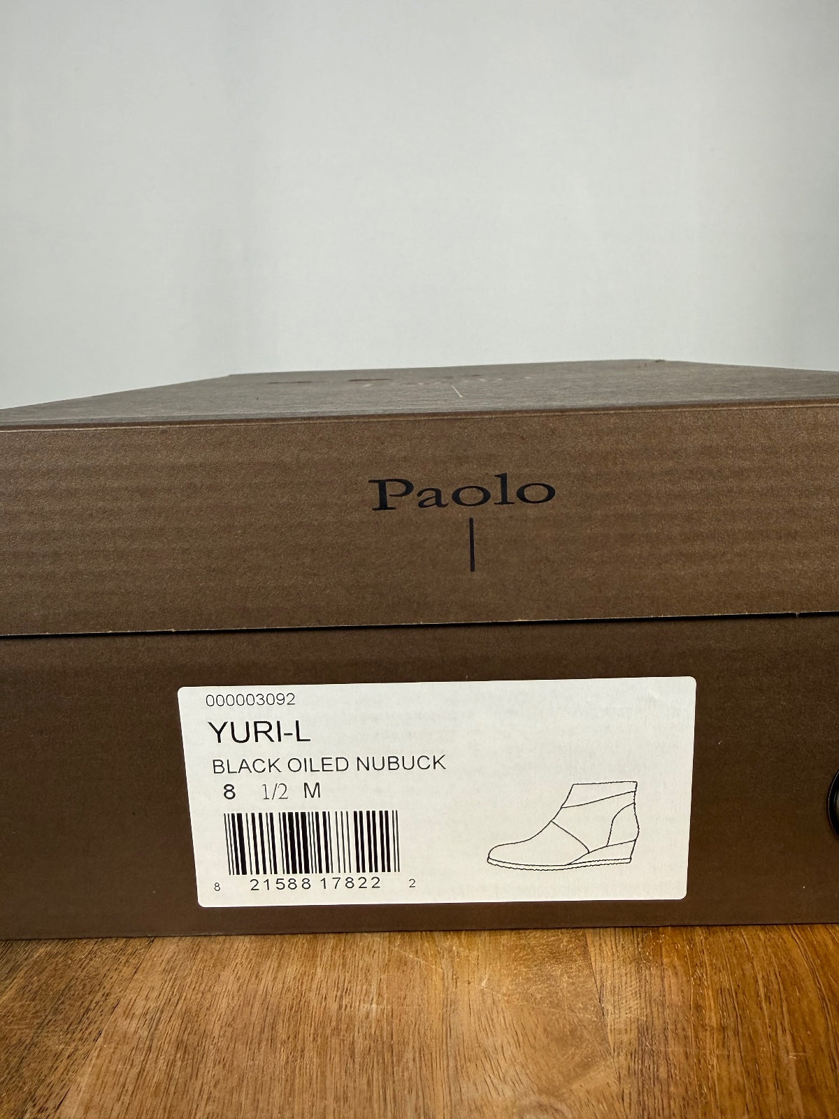 NWB Linea Paolo Yuri Black Oiled Nubuck Wedge Ankle Boots Size 8.5