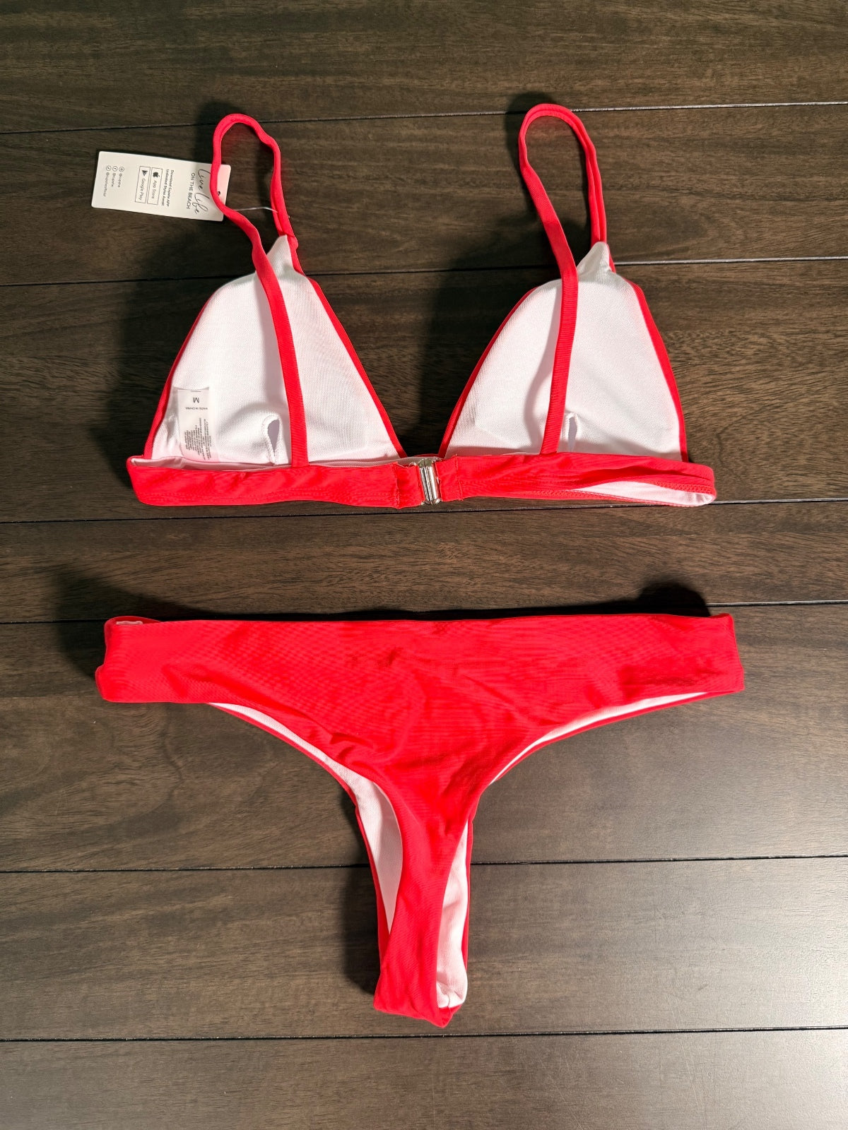 NWT Cupshe Red Triangle Bikini Adjustable Straps Thong 2 Piece Size M