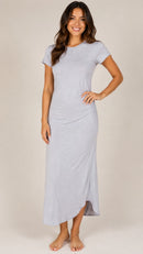 NWT Six Fifty Baby Blue Crew Neck Short Sleeve Maxi Dress Size Small