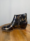 NWB Linea Paolo Yuri Camo Print Leather Wedge Ankle Boots Size 8.5