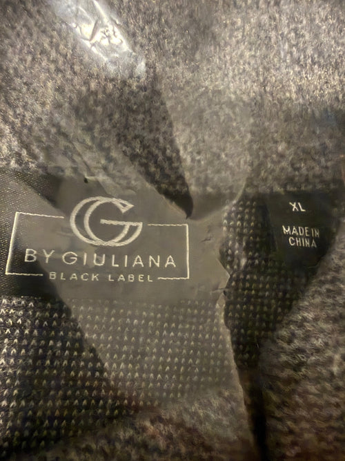 G By Giuliana Black Label Gray Faux Leather Trim Coat Jacket Size XL
