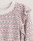 NWT Something Navy Meghan Floral Ruffle Sweatshirt Dress White Size M