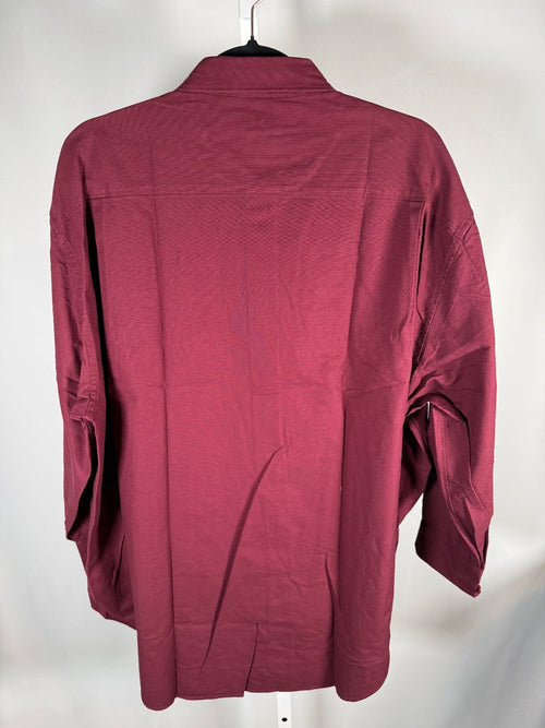 NWT Something Navy Burgundy Classic Button Up Long Sleeve Shirt Size Small
