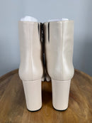 NWB Linea Paolo Winslow Cream Leather Platform Block Heel Ankle Boots Size 9