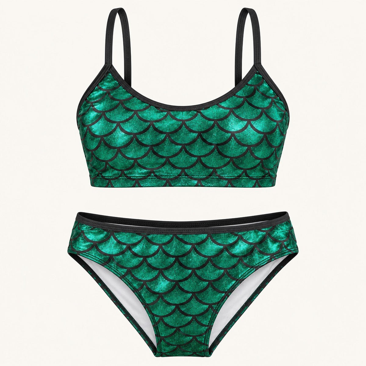 NWT CUPSHE Green Mermaid Scale Two Piece Bikini Set Size Medium