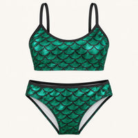 NWT CUPSHE Green Mermaid Scale Two Piece Bikini Set Size Medium
