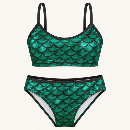 NWT CUPSHE Green Mermaid Scale Two Piece Bikini Set Size Medium