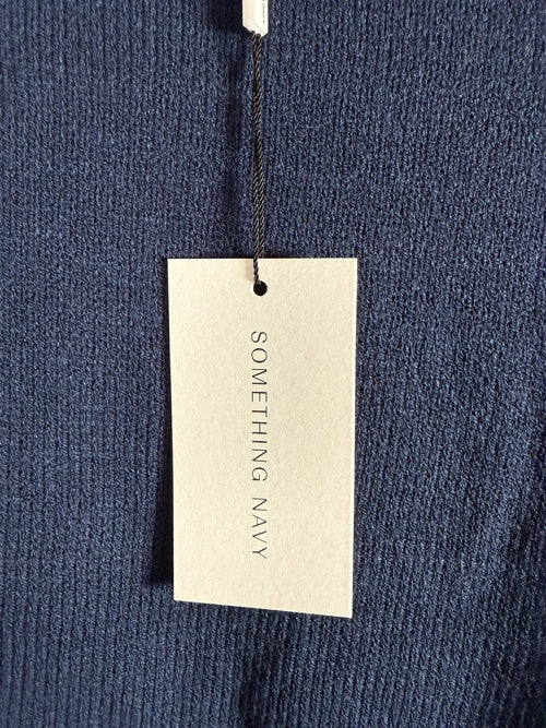NWT Something Navy Navy Floral Embroidered Crew Neck Sweater Size XXS