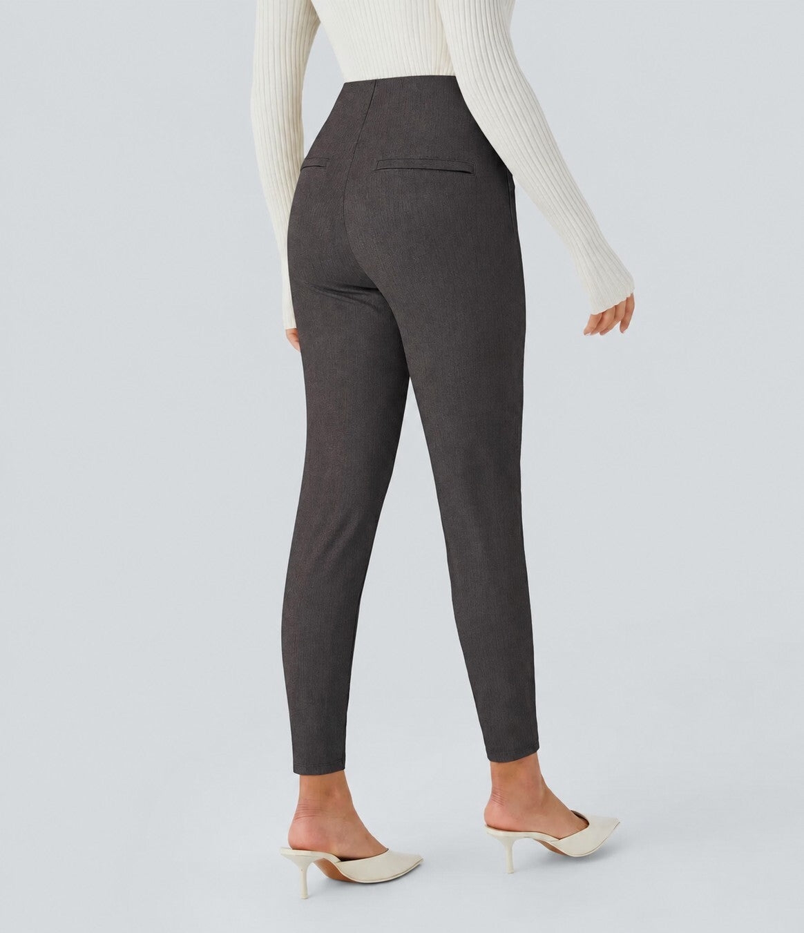 NWT Halara High Waisted Tummy Control Herringbone Charcoal Leggings Size XS 7/8
