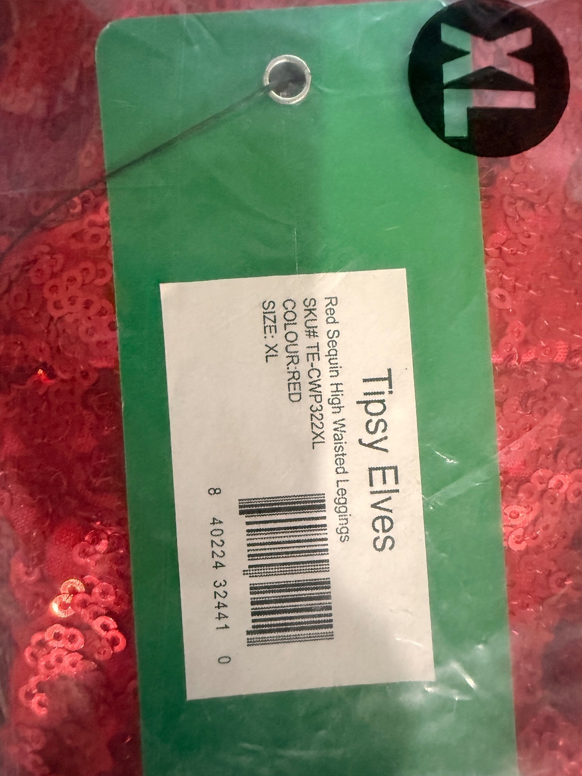 NWT Tipsy Elves Red Sequin High Waisted Leggings Size XL