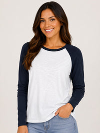 NWT Six Fifty White Navy Long Sleeve Top Size Medium