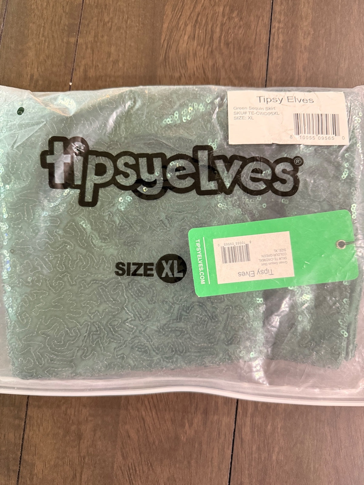 NWT Tipsy Elves Women's Green Sequin Skirt Size XL