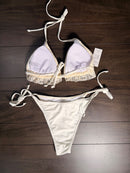NWT CUPSHE Women’s Cream Lace 3 Piece Bikini Set with Wrap Skirt Size Large