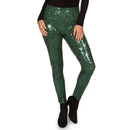 NWT Tipsy Elves Dark Green Sequin High Waisted Leggings Size XS