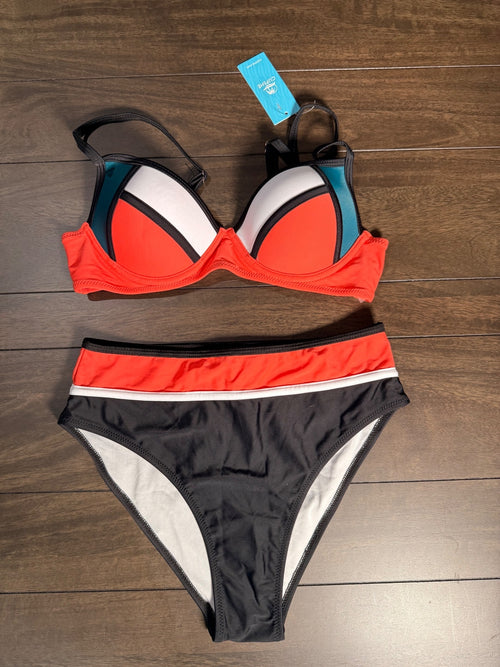NWT CUPSHE Colorblock Bikini Swim Set 2 Piece Bikini Size Small