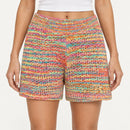 NWT Something Navy Rainbow Multicolor Knit Sweater Shorts Size Medium