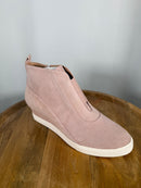 NWB Linea Paolo Anna Blush Perforated Suede Wedge Sneakers Size 9.5