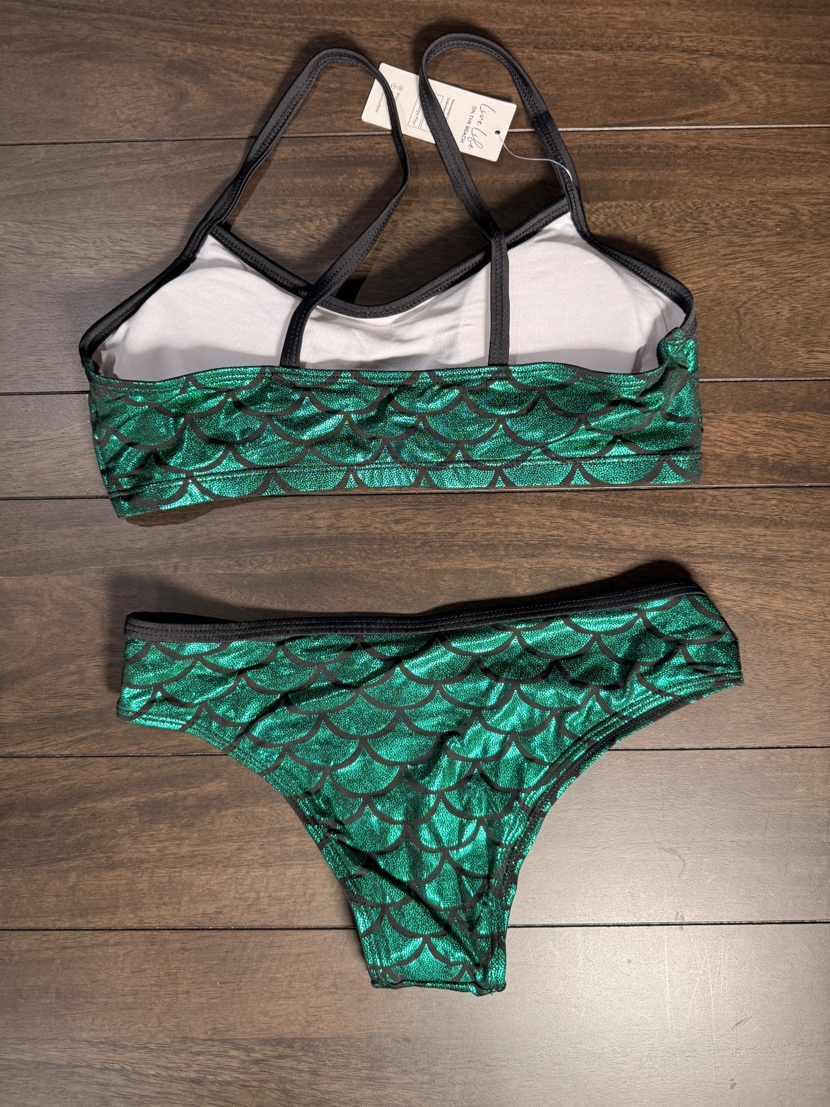 NWT CUPSHE Green Mermaid Scale Two Piece Bikini Set Size Medium