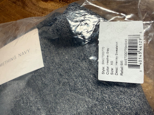 NWT Something Navy Heather Gray Henley Long Sleeve Sweatshirt Size XS