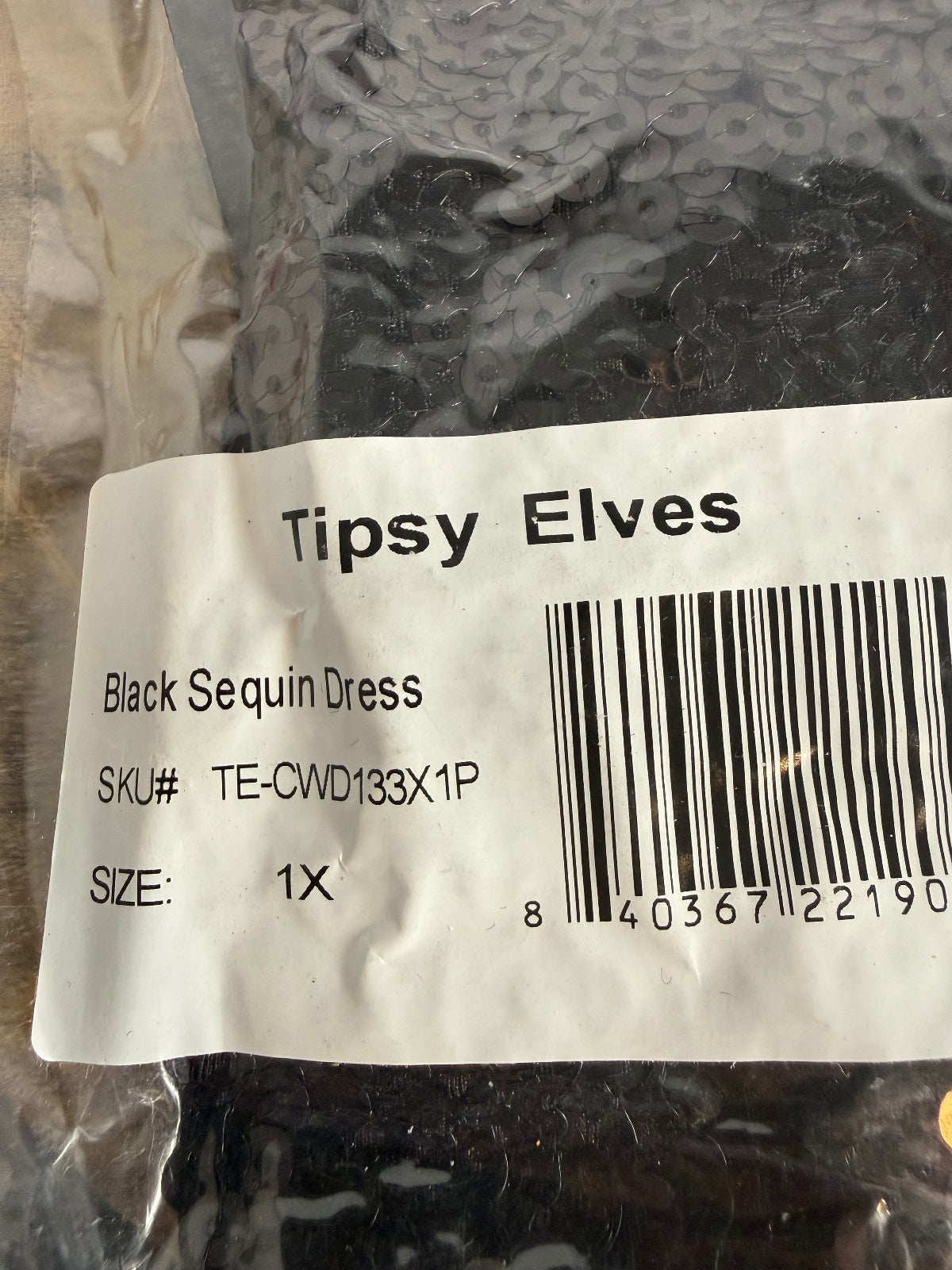 NWT Tipsy Elves Women's Black Sequin Dress Size 1X