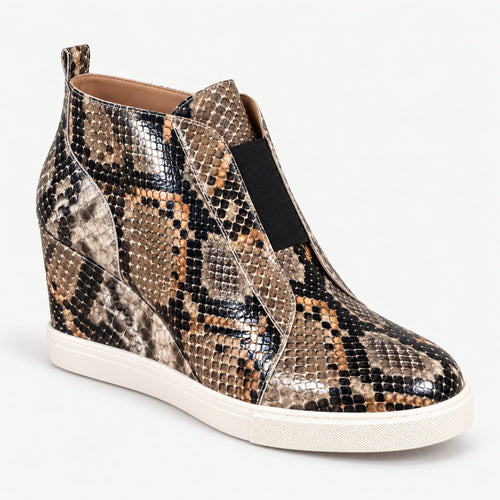 NWB Linea Paolo Felicia 3 Python Print Leather Wedge Sneakers Size 10