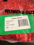 NWT Tipsy Elves Women's Red Sequin Skirt Size Large