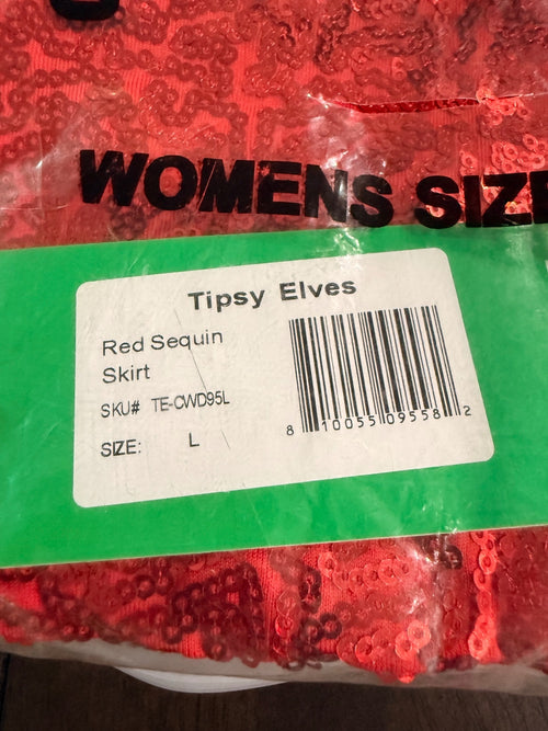 NWT Tipsy Elves Women's Red Sequin Skirt Size Large