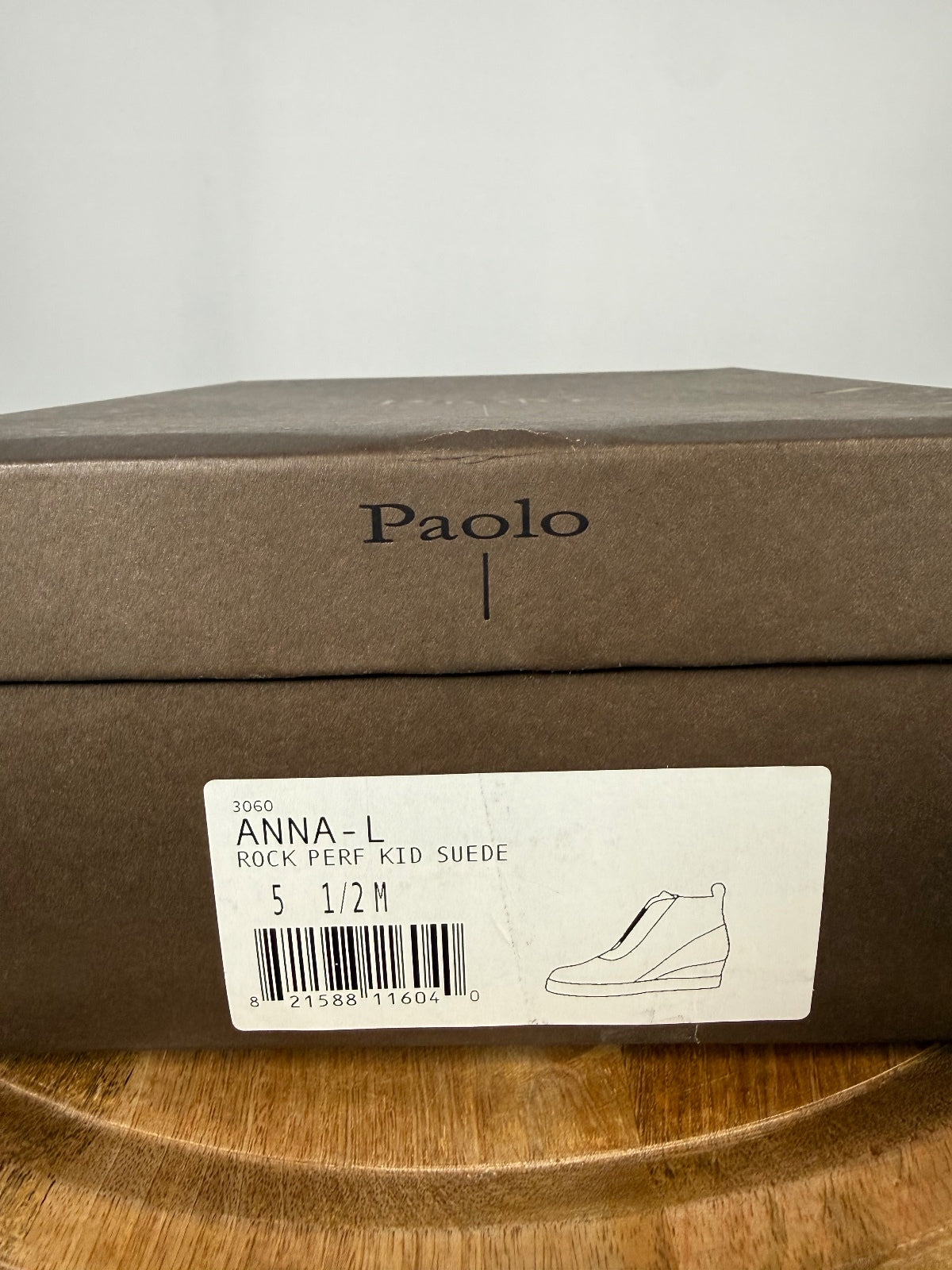 NWB Linea Paolo Anna Rock Gray Perforated Kid Suede Wedge Sneakers Size 5.5