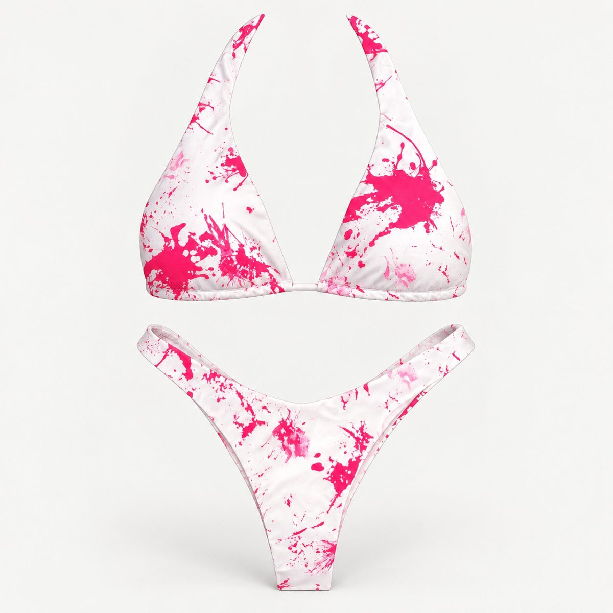 NWT CUPSHE White Hot Pink 3 Piece Bikini Reversible Cover Up Size Small