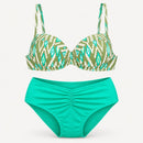 NWT Cupshe Green Ruched Two Piece Bikini Swimsuit Size Small