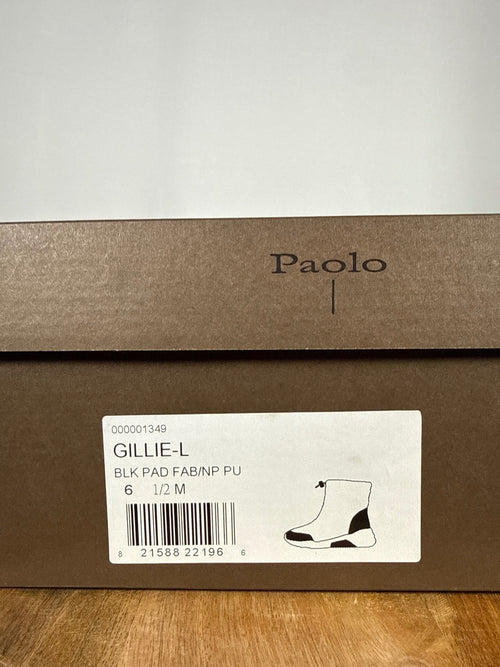 NWB Linea Paolo Gillie Black Puffer Wedge Sneaker Boots Size 6.5