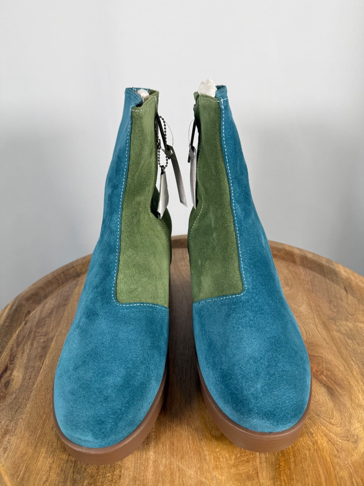 NWB Lazo Siren Labradorite Blue Verdite Green Ankle Boots Women's Size 9