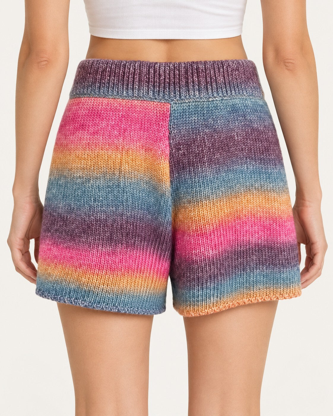 NWT Something Navy Poppy Ombre Sweater Shorts Rainbow Multi Size Small