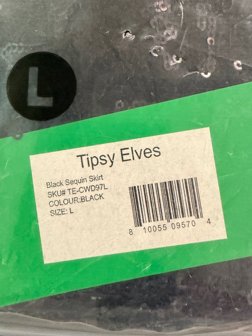 NWT Tipsy Elves Women's Black Sequin Skirt Size Large