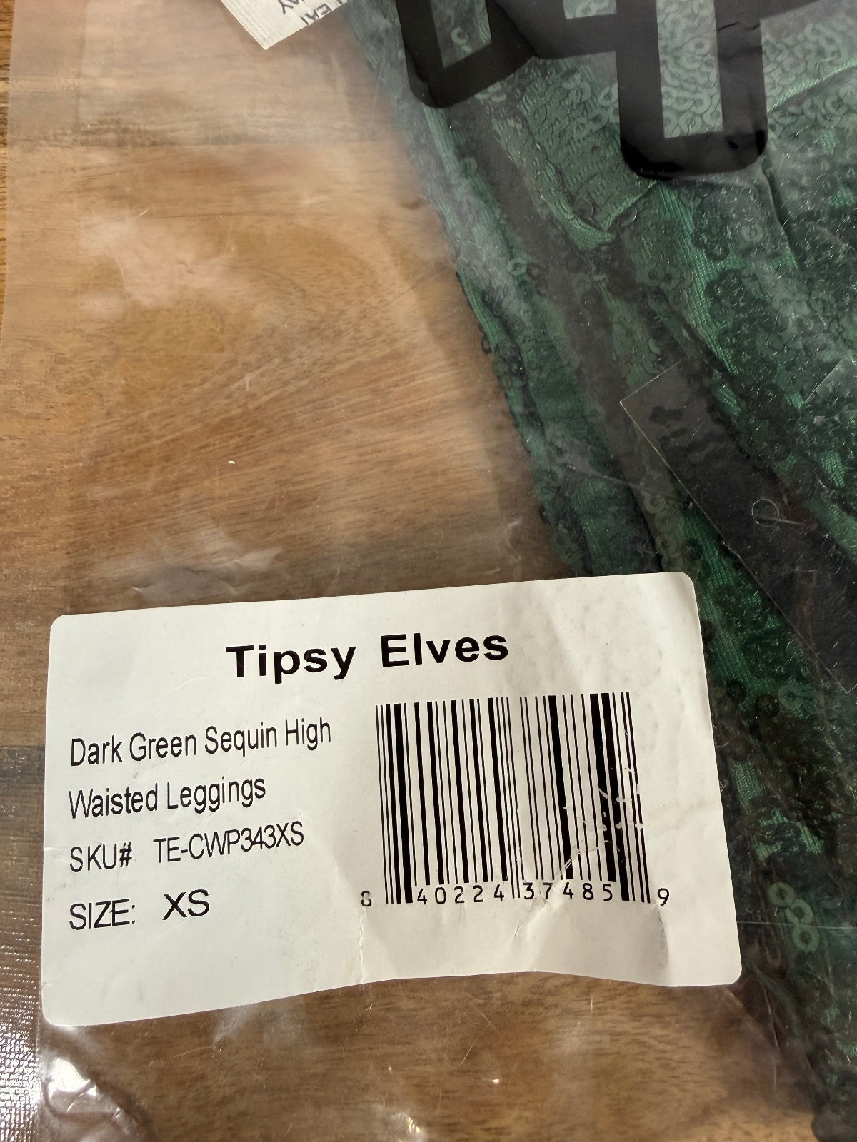 NWT Tipsy Elves Dark Green Sequin High Waisted Leggings Size XS