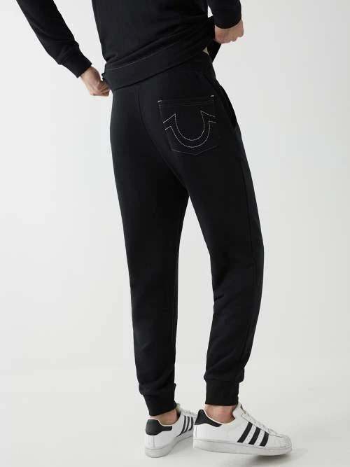 NWT True Religion Big T MR Jogger Sweatpants Jet Black Size Medium 29” Inseam