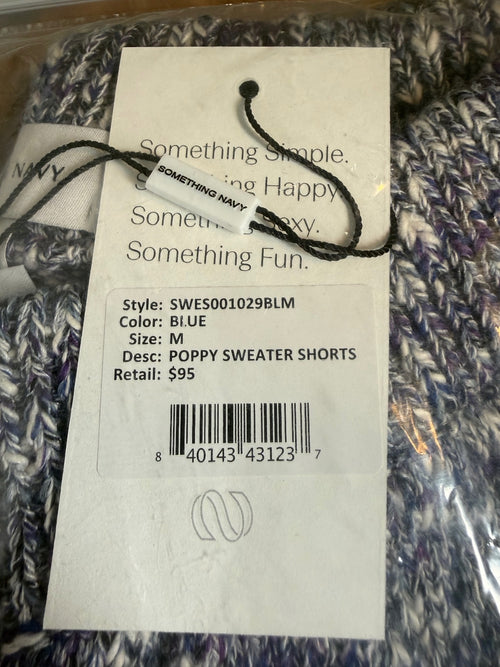 NWT Something Navy Poppy Blue Marled Knit Sweater Shorts Size Medium