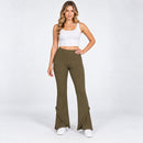 NWT Halara High Waisted Ruffle Hem Flare Yoga Pants Olive Size XS