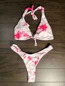 NWT CUPSHE White Hot Pink 3 Piece Bikini Reversible Cover Up Size Small