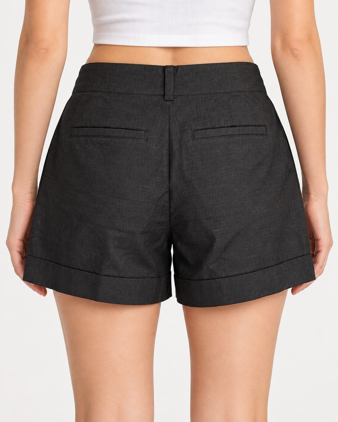 NWT Something Navy Black Pleated Cuffed Shorts Size XS