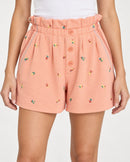 NWT Something Navy Hazel Floral Paperbag Sweatshorts Pale Peach Size XXS