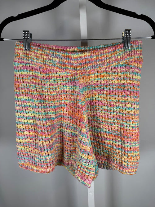 NWT Something Navy Rainbow Multicolor Knit Sweater Shorts Size Medium
