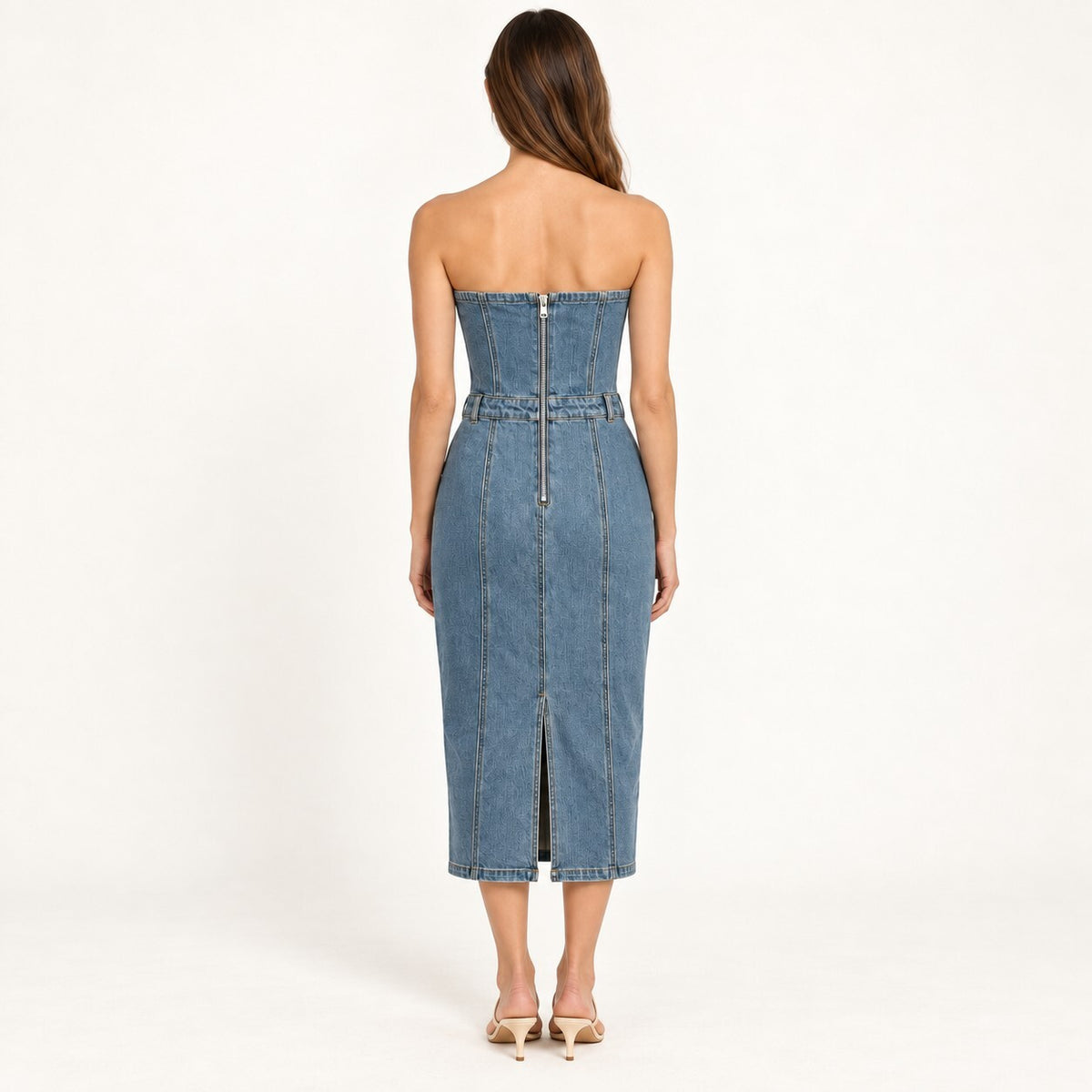 NWT Steve Madden Denim Corset Midi Dress Size Small