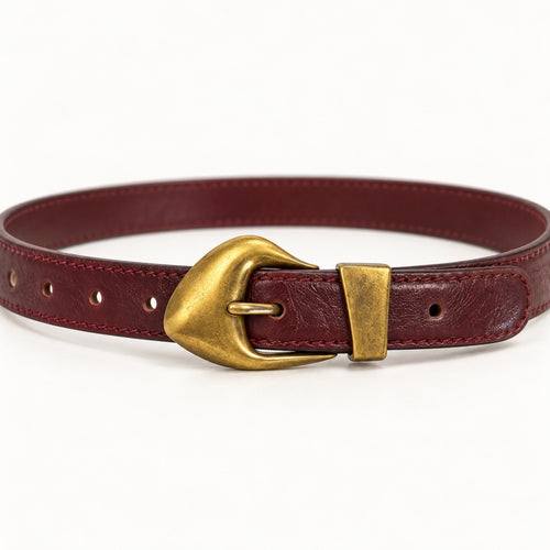 NWT 8 Other Reasons Women’s Harper Burgundy Gold Buckle Belt Size 1X/2X