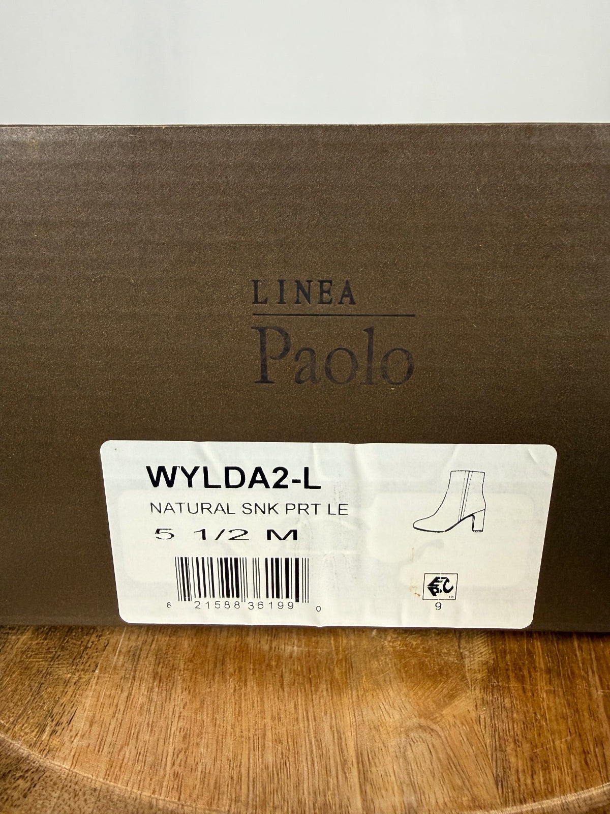 NWB Linea Paolo Wylda Natural Snake Print Leather Block Heel Ankle Boot Size 5.5