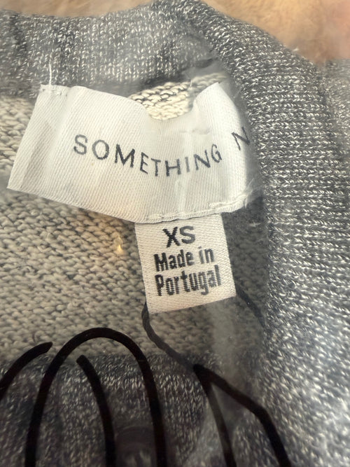 NWT Something Navy Heather Gray Henley Long Sleeve Sweatshirt Size XS