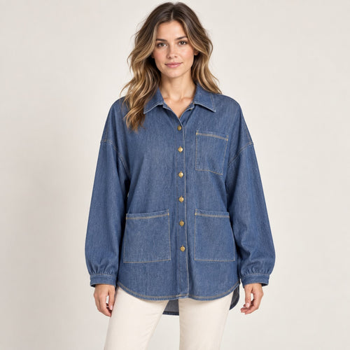 NWT Halara Oversized Denim Button-Up Shirt Jacket Size Small