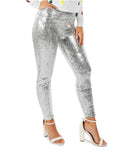 NWT Tipsy Elves Silver Sequin High Waisted Leggings Size Large
